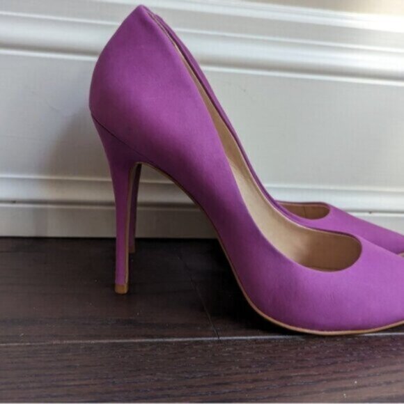 L'Intervalle purple leather stilletto pointed toe heels - Picture 2 of 8